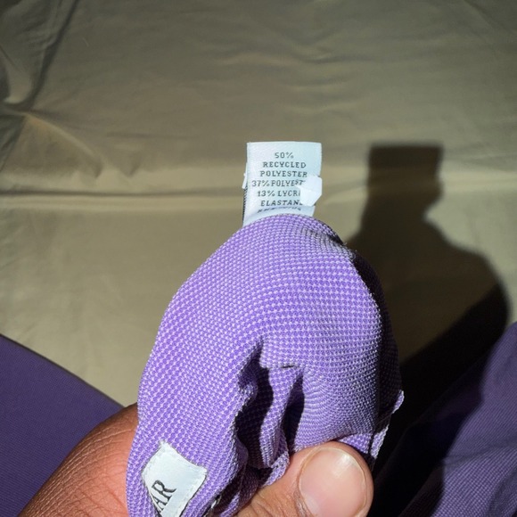 Haggar Slim Fit Purple Dress Shirt Mens 17-17.5 32/33 Stretch Recycled Poly - Picture 4 of 6